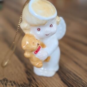 Ceramic Angel Ornament with Teddy Bear